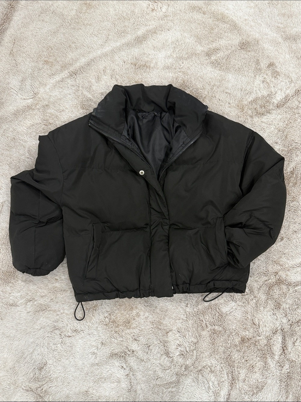 SHEIN Black Cropped Puffer Jacket